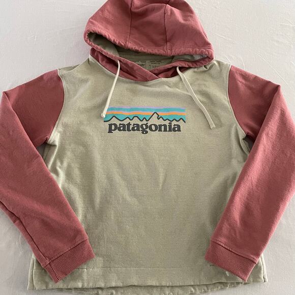 Women's Patagonia Uprisal Hoodie Pink Beige Color Block size M - Picture 1 of 6